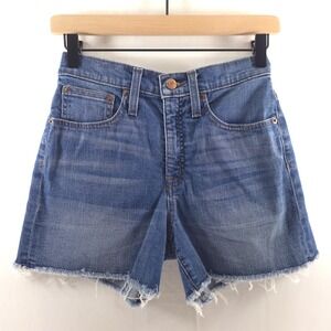 J.Crew Womens Denim Shorts High Rise‎ Cut-Off 25 Blue Medium Wash Frayed Hem